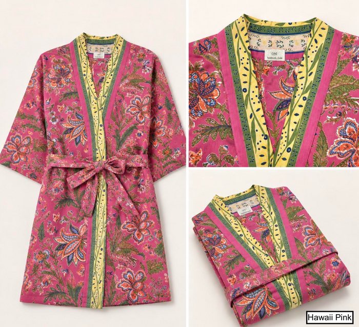 100% Organdy lightweight cotton robes by Handprint