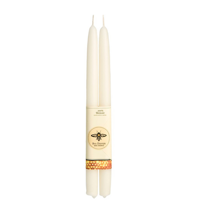 100% Pure Beeswax Tapers by Big Dipper Ivory