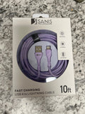 10ft USB to lighting in purple