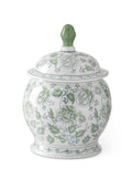 14.75 Inch Green & White Floral Ceramic Ginger Jar