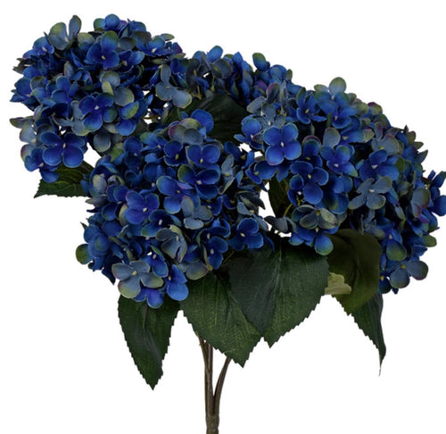 18" Hydrangea X 5 Blooms in Dark Blue