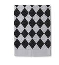 19.75 Inch Hand Painted Black & White Check Guest Towel
