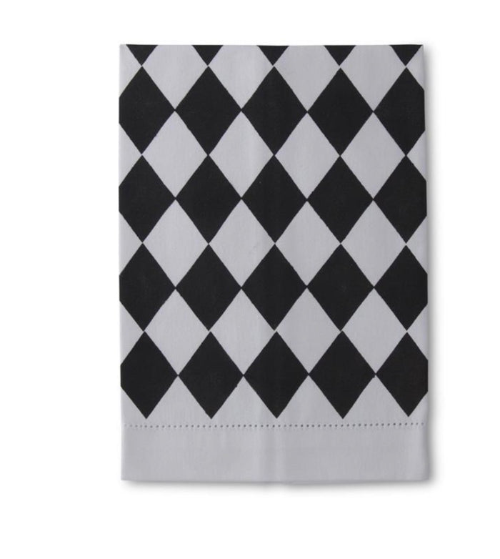 19.75 Inch Hand Painted Black & White Check Guest Towel
