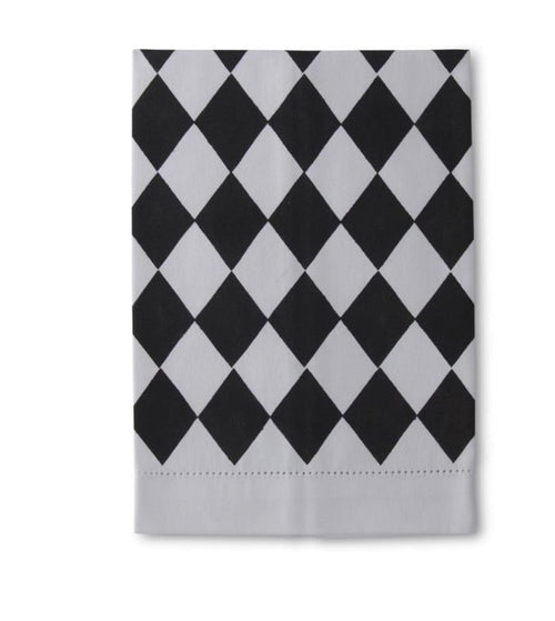 19.75 Inch Hand Painted Black & White Check Guest Towel