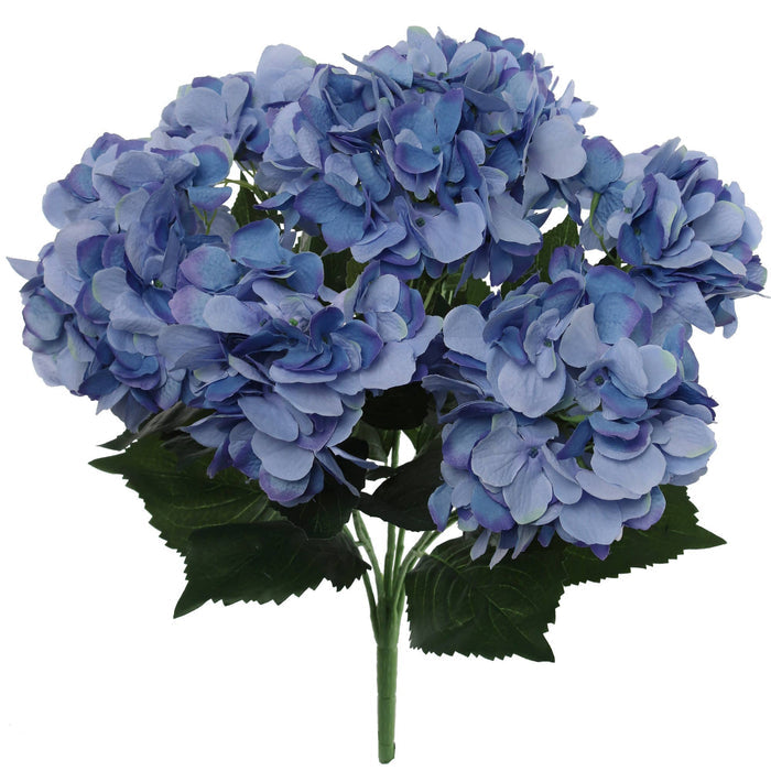 20” UV Midnight Blue Hydrangea Bush - 7 Lifelike Flowers