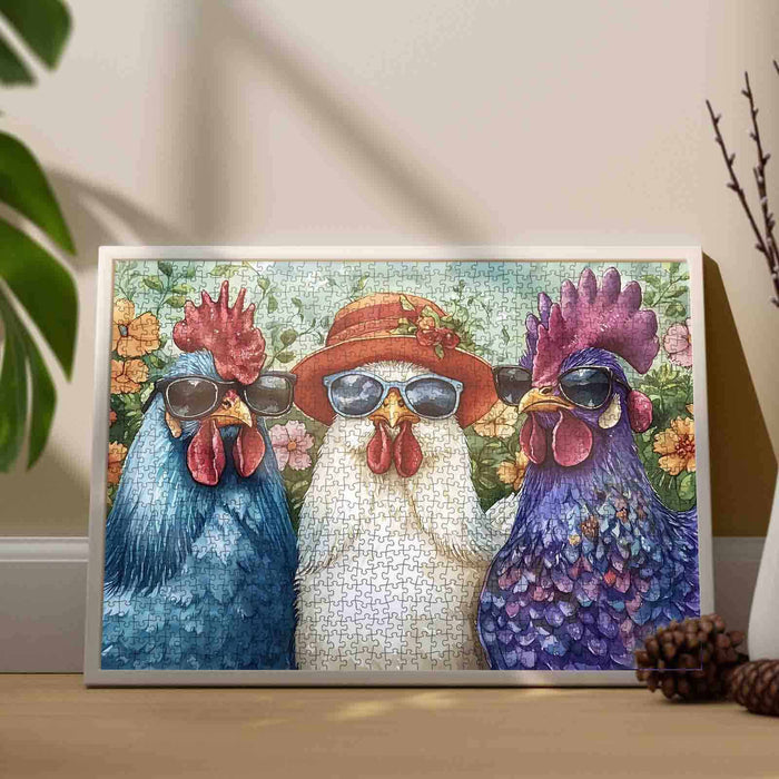 3 Blue Roosters Jigsaw Puzzle