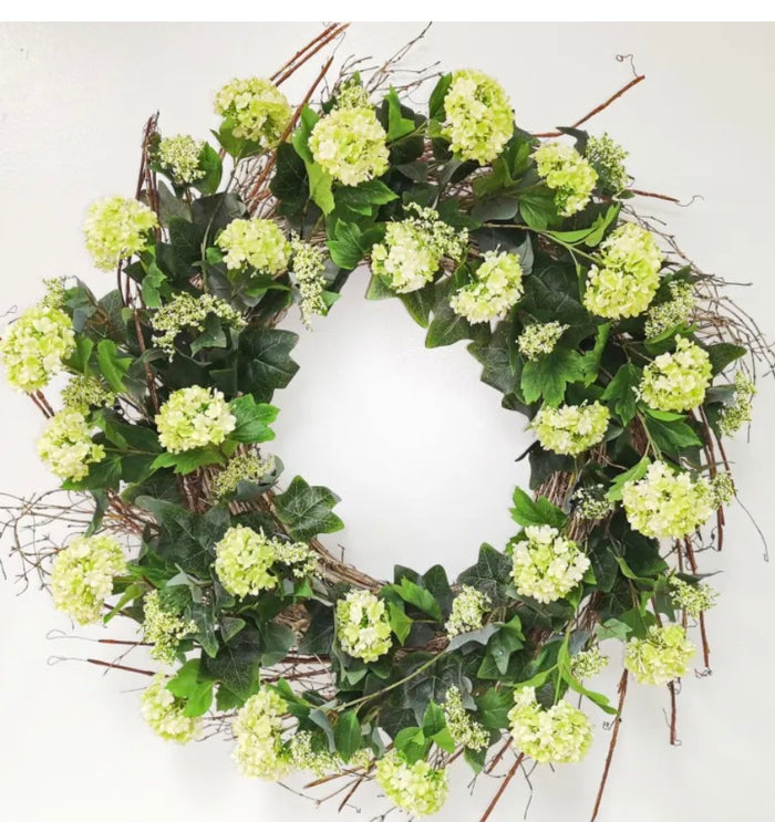 33IN SNOWBALL WREATH in GREEN