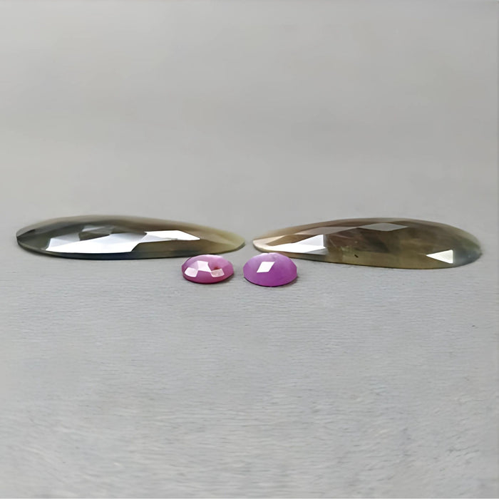 46.85cts Natural Untreated Multi Sapphire Gemstone Fancy Shape Rose Cut Slices 4pcs