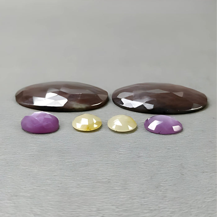 54.80cts Natural Untreated Multi Sapphire Gemstone Oval Shape Rose Cut Slices 6pcs