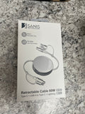 60w USB+type c to type c+ lighting retractable cable