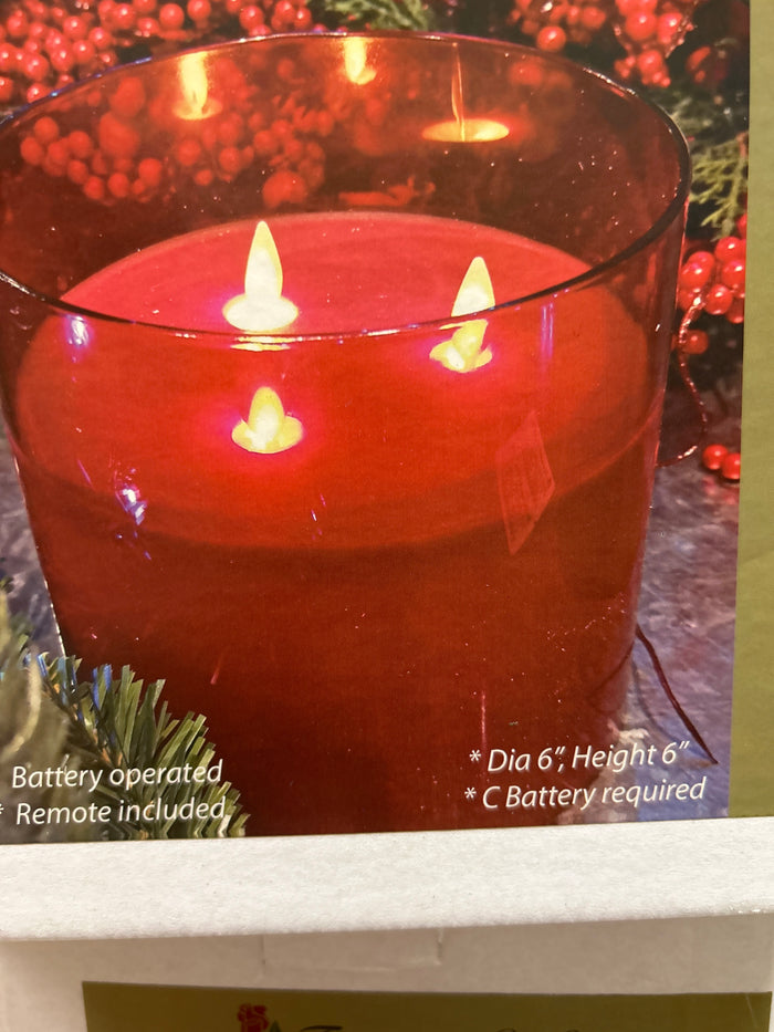 6x8 glass  Red Candle