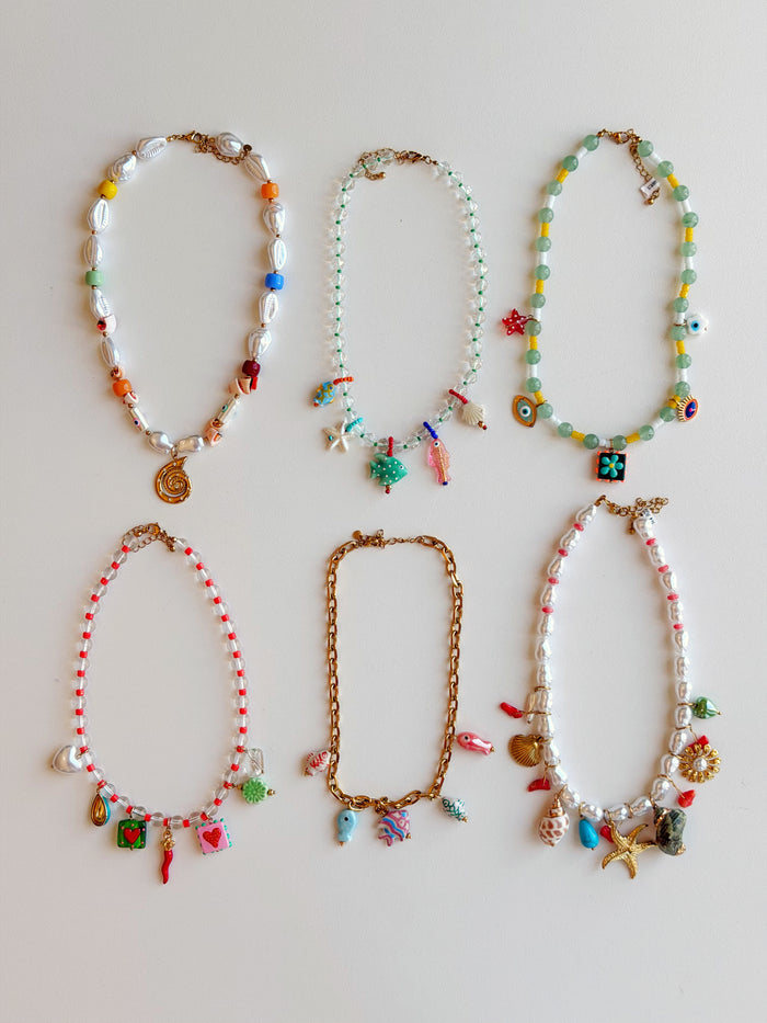 Beaded Heart Charm Necklace