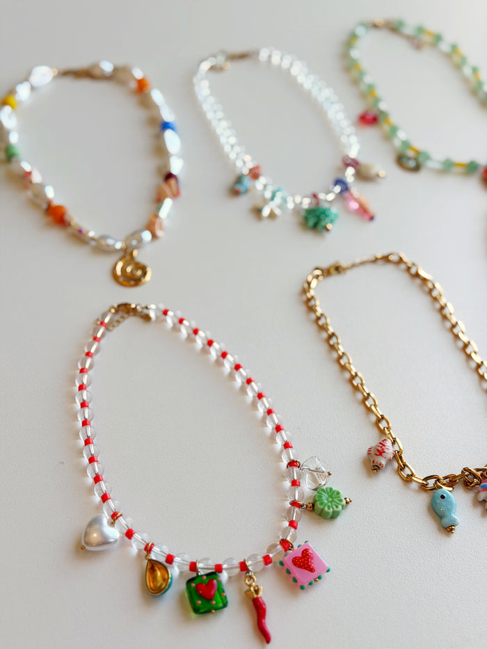 Beaded Heart Charm Necklace