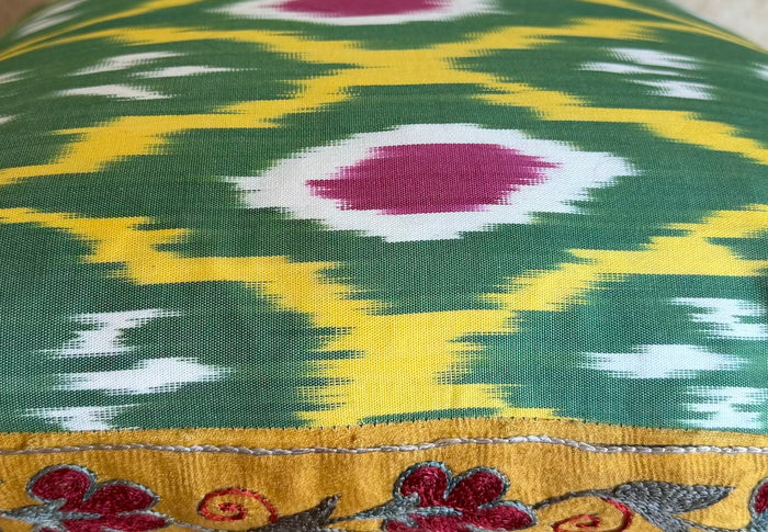 Hand-embroidered Silk Suzani pillow from Uzbekistan S-2