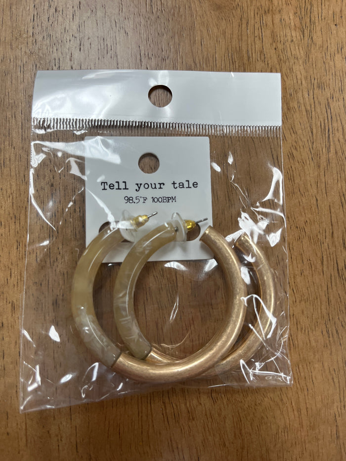 Acrylic and gold 2.25” hoop earring