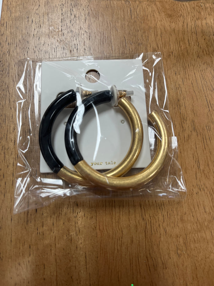 Acrylic and gold 2.25” hoop earring