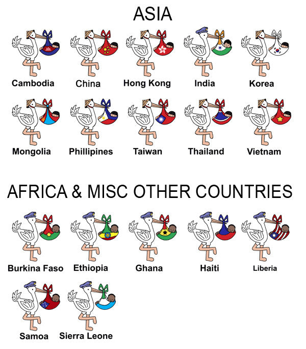 Examples of Adoption Storks - Asia, Africa and other countries