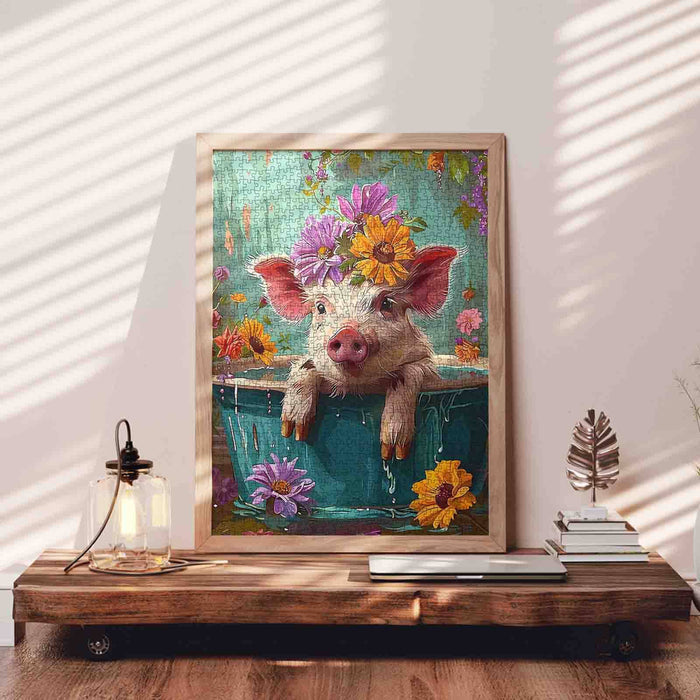 Adorable Pig in Bathtub Jigsaw Puzzle