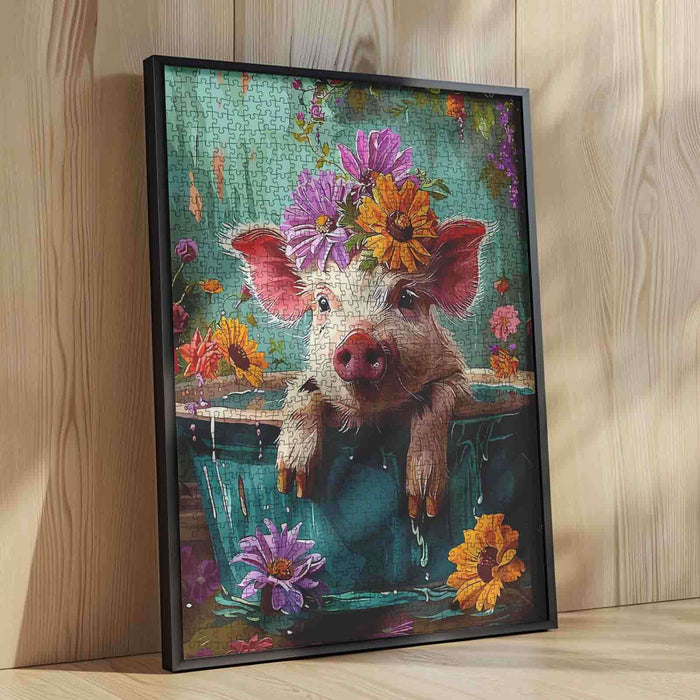 Adorable Pig in Bathtub Jigsaw Puzzle