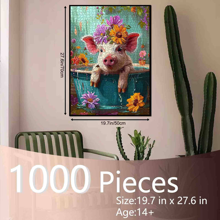 Adorable Pig in Bathtub Jigsaw Puzzle