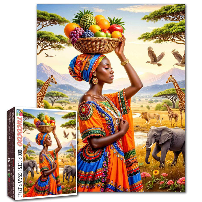 African Beauty Fruit Basket Savanna Jigsaw Puzzle