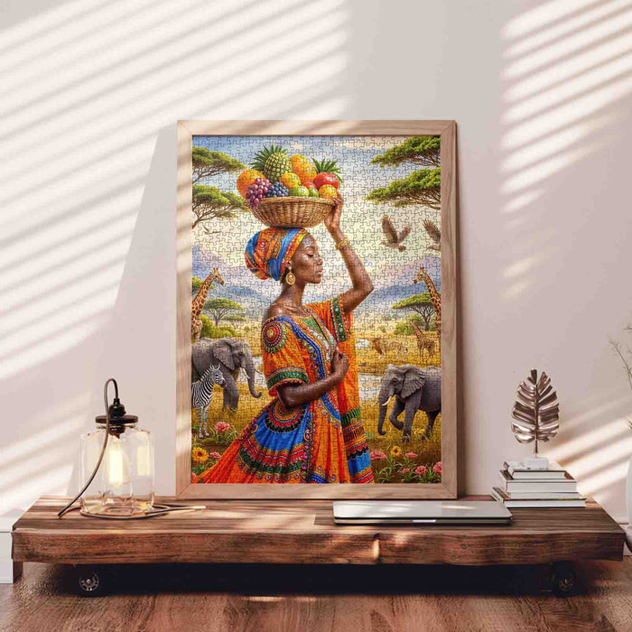 African Beauty Fruit Basket Savanna Jigsaw Puzzle