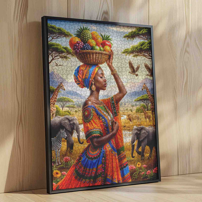 African Beauty Fruit Basket Savanna Jigsaw Puzzle