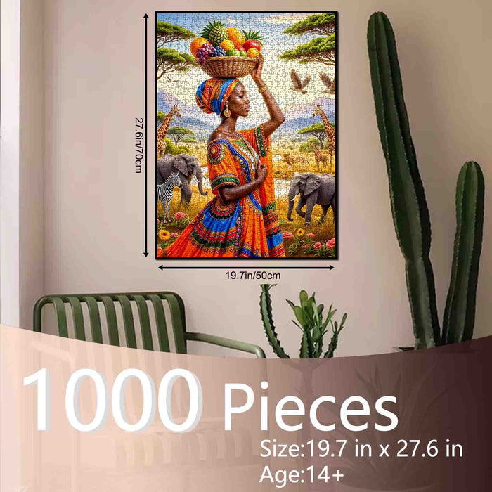 African Beauty Fruit Basket Savanna Jigsaw Puzzle