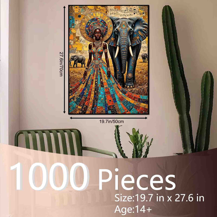 African Queen and Sacred Elephant Jigsaw Puzzle
