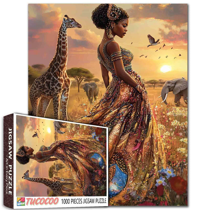 African Queen in Sunset Field Jigsaw Puzzle