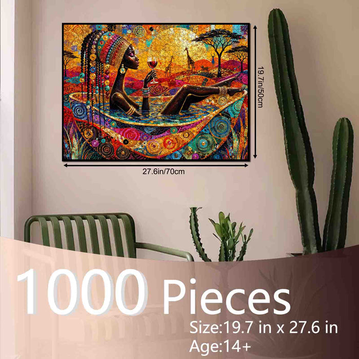 African Woman Safari Wine Jigsaw Puzzle
