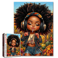 Afro Girl Music & Autumn Garden Jigsaw Puzzle