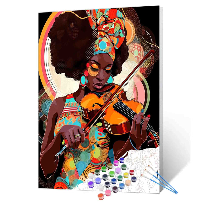 Afro Violinist in Rhythm Paint by Numbers