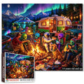 Alien Camping Adventure Under the Northern Lights Jigsaw Puzzle