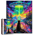 Alien Light Over Mountain Lake Jigsaw Puzzle