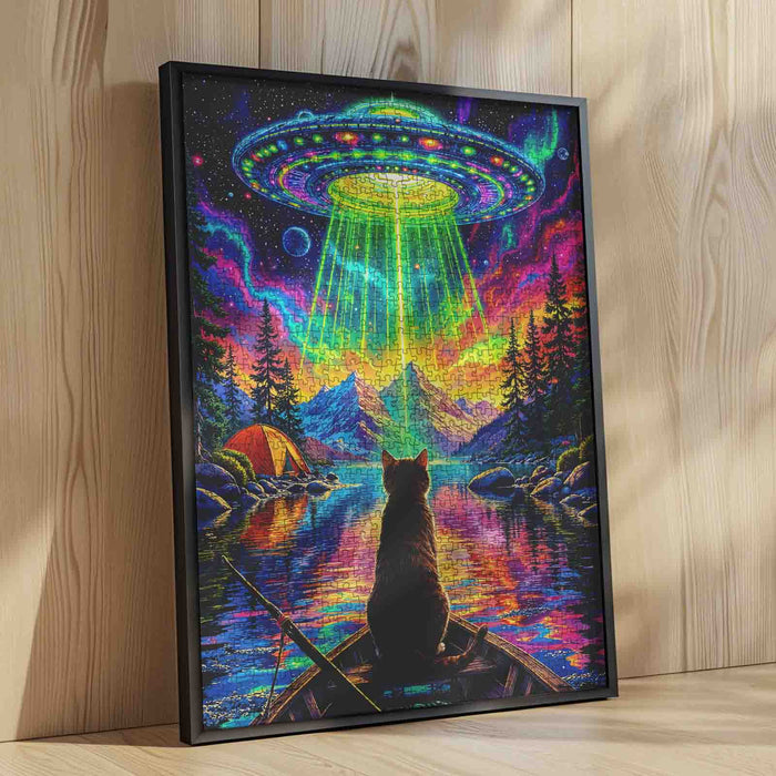 Alien Light Over Mountain Lake Jigsaw Puzzle