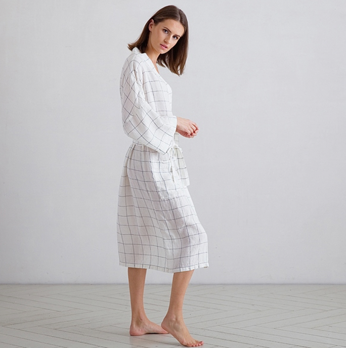 Alma off-white linen robes by Linen Me