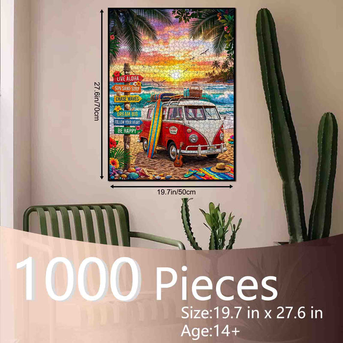 Aloha Surf Wagon Sunset Jigsaw Puzzle