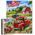 American Farm Red Truck Jigsaw Puzzle