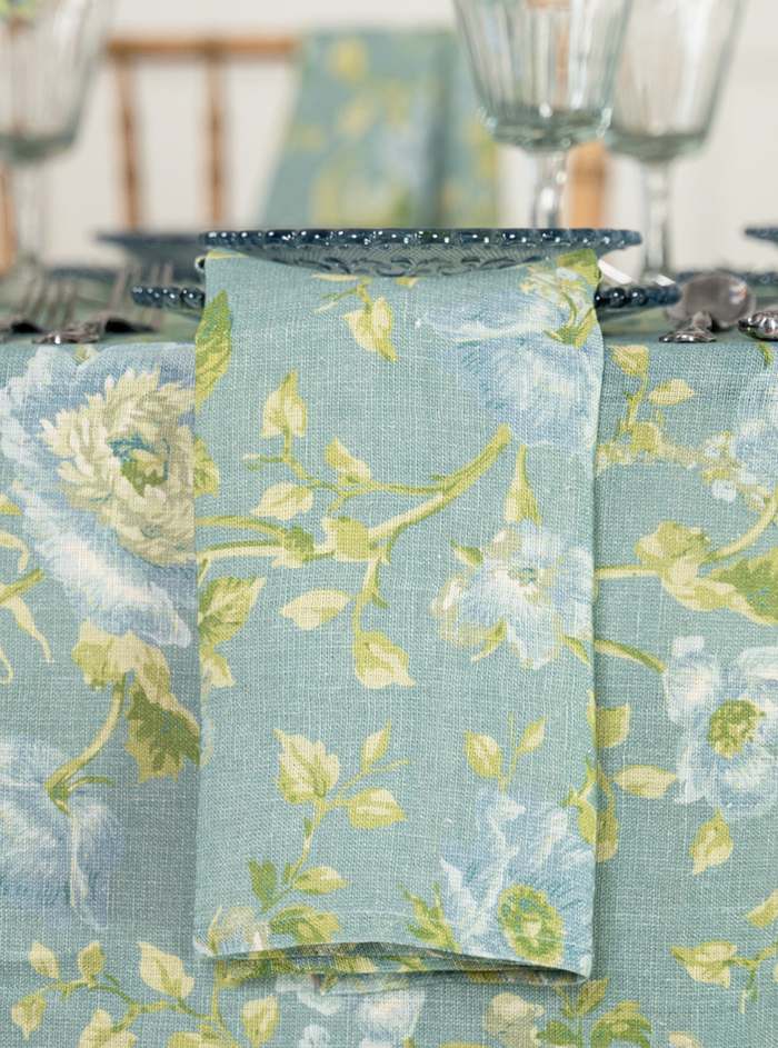 April Cornell Lillian Mist Linen/Cotton Set of 4 Napkins