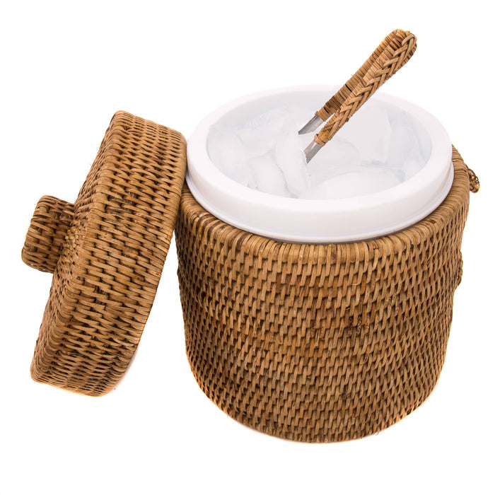 Artifacts Rattan™ Ice Bucket with Tongs: Honey Brown / Medium