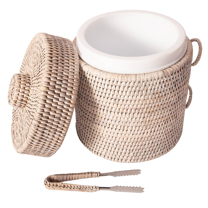 Artifacts Rattan™ Ice Bucket with Tongs: Honey Brown / Medium