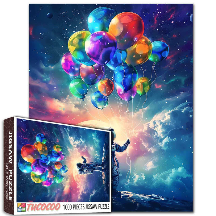 Astronaut in Colourful Space Starry Sky Jigsaw Puzzle