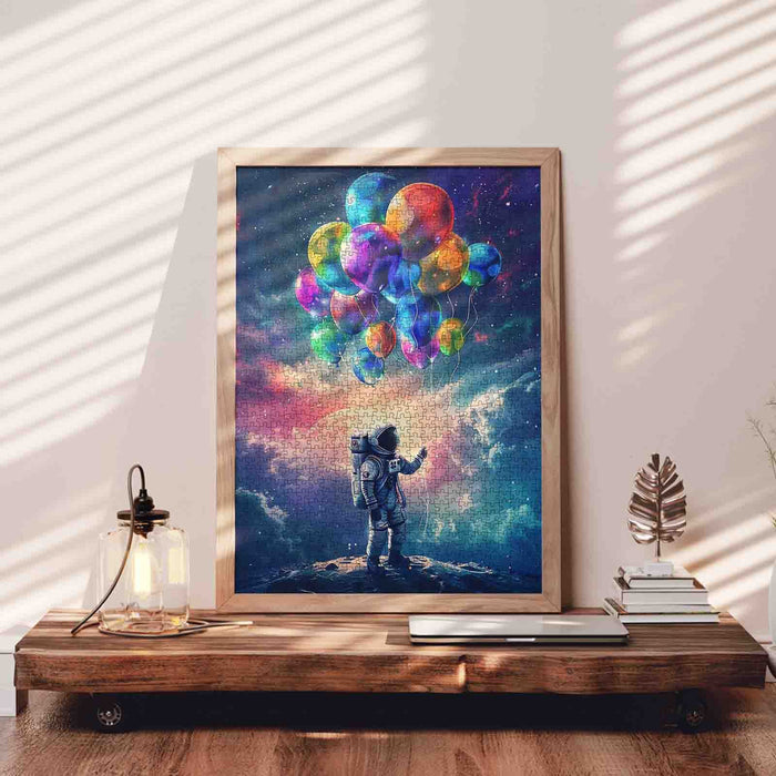 Astronaut in Colourful Space Starry Sky Jigsaw Puzzle