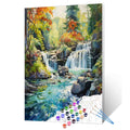 Autumn Forest Waterfall Paint by Numbers