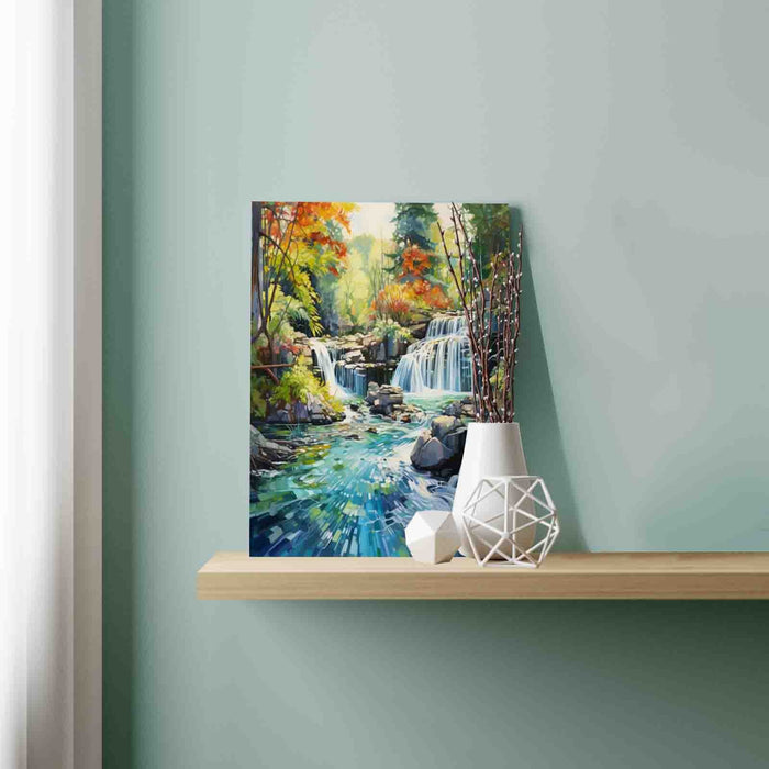 Autumn Forest Waterfall Paint by Numbers