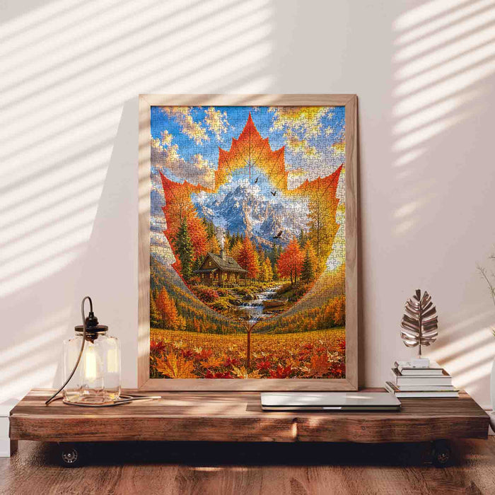Autumn Maple Mountain Retreat Jigsaw Puzzle