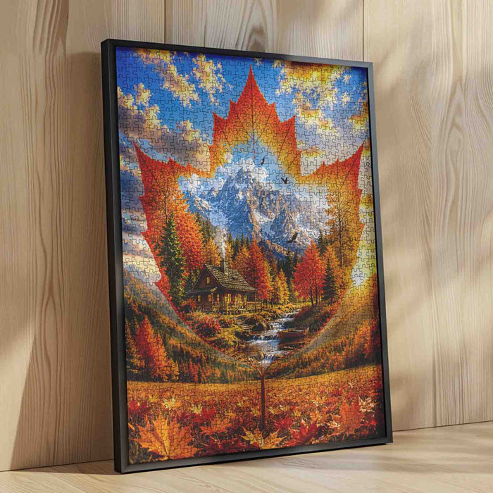 Autumn Maple Mountain Retreat Jigsaw Puzzle
