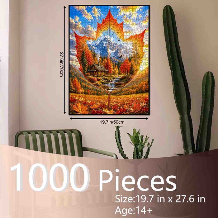 Autumn Maple Mountain Retreat Jigsaw Puzzle