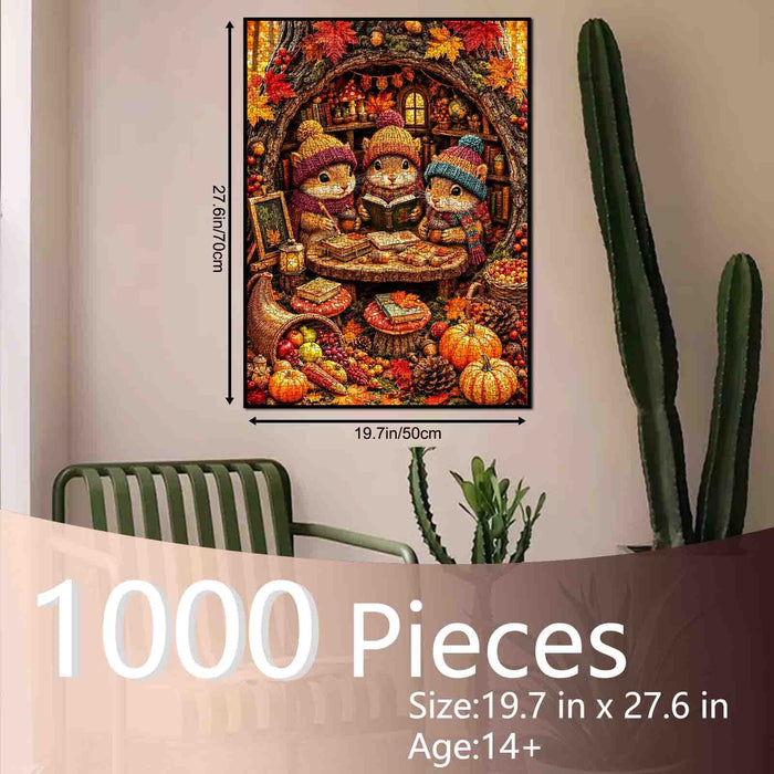 Autumn Squirrel Reading Club Jigsaw Puzzle